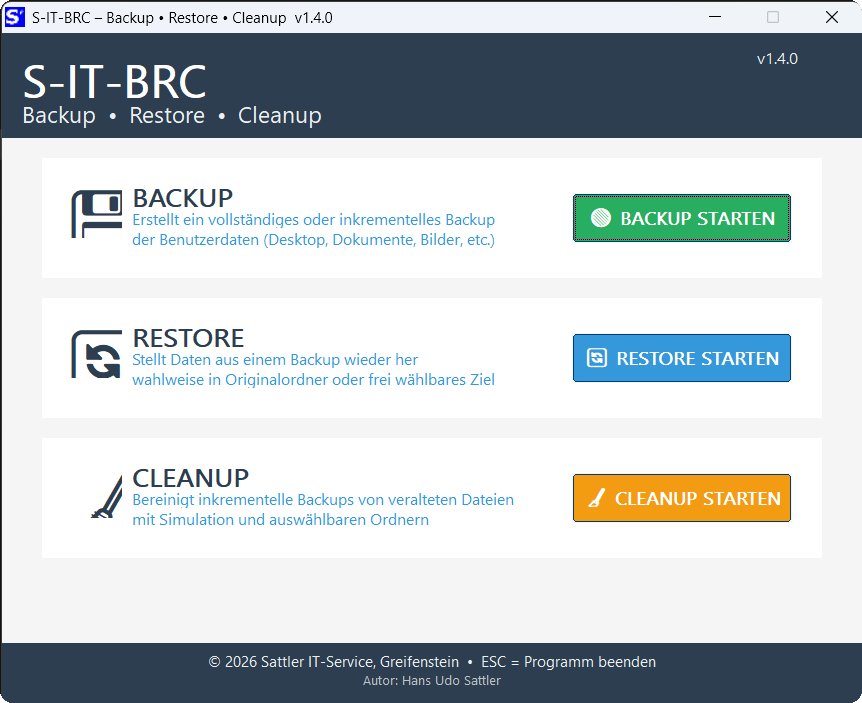 S-IT-BRC Startoberfläche