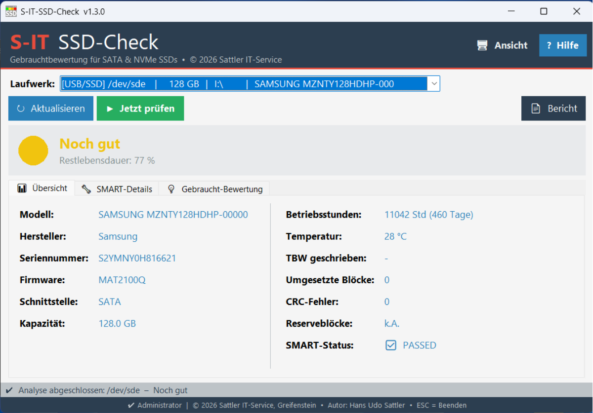 S-IT SSD-Check – SSD-Bewertung leicht gemacht