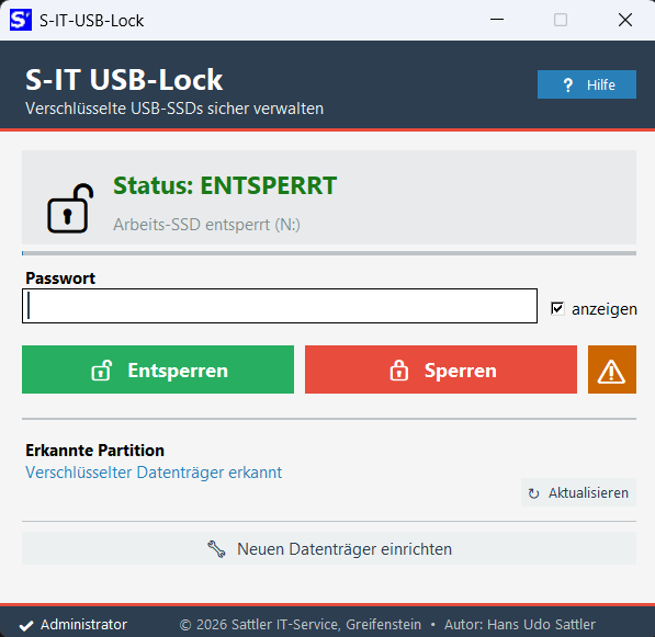 UsbLock – Status: Entsperrt